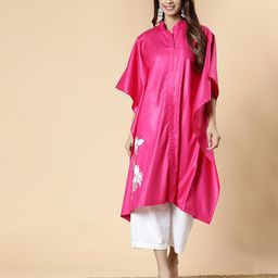 LetsDressUp Floral Printed Kimono Sleeves High-Low Kaftan Kurtas-49