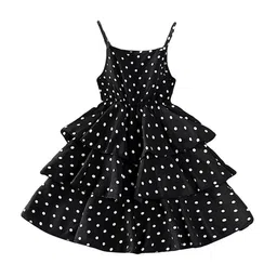StyleCast Girls Black Polka Dot Printed Layered A-Line Midi Dress-picture-16