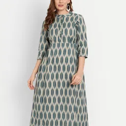 githaan Abstract Printed A-Line Cotton Midi Dress-picture-24