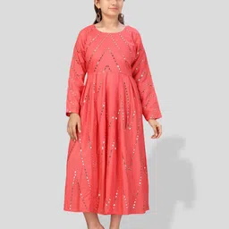 BAESD Girls Embellished Cotton Bling & Sparkly Fit & Flare Midi Dress-image-1