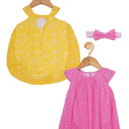 Creative Kids Infant Girls Pack Of 2 Geometric Printed A-Line Dress With Attached Bodysuit-image-82