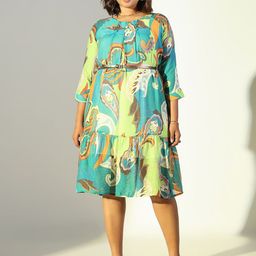 SHOWOFF Women Plus Size Ethnic Printed A-Line Dress-image-27