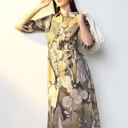 SHOWOFF Women Cotton Floral Printed A-Line Midi Dress-image-92