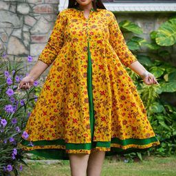 YASH GALLERY Plus Size Floral Printed Fit & Flare Midi Maternity Feeding Dress-18