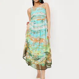 max Abstract Printed A-Line Midi Dress-image-4