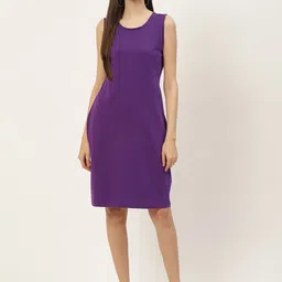 BRINNS Purple Solid Pure Cotton A-Line Midi Dress-picture-56