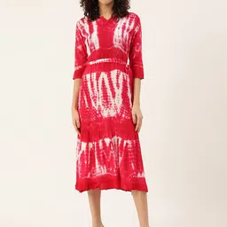 Maaesa Tie and Dye A-Line Midi Dress-32