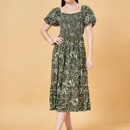 Honey by Pantaloons Floral Print Puff Sleeve A-Line Midi Dress-image-13