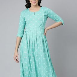GOLDSTROMS Ethnic Motifs Printed A-Line Maternity Feeding Midi Dress-image-50