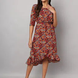 BRINNS Women Ethnic Motifs Print Off-Shoulder A-Line Midi Dress-image-54