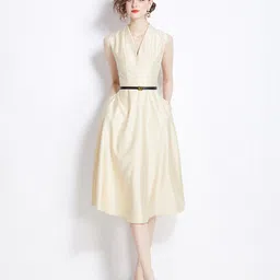 JC Collection V-Neck A-Line Midi Dress-picture-57