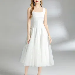 JC Collection Square Neck Fit and Flare Midi Dress-picture-17