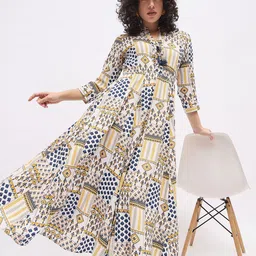 DressBerry Women Abstract Printed A-Line Midi Dress-picture-18