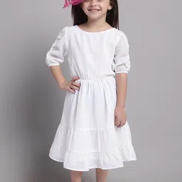 MINI & MING Girls Puff Sleeve Georgette Fit & flare Midi Dress-picture-10