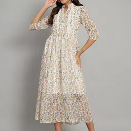 Amagyaa Floral Print Georgette A-Line Midi Dress-image-40