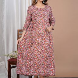KALINI Floral Printed Maternity A-Line Midi Dress-picture-25