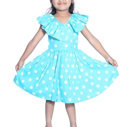 BAESD Girls Polka Dot Print V-Neck Flared Sleeve A-Line Midi Dress-image-31