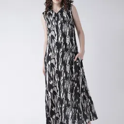 DODO & MOA Black & White Crepe Maxi Dress-image-45
