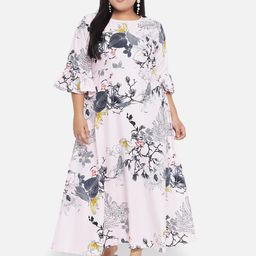 Indietoga Women Plus Size Floral Printed Fit & Flare Maxi Dress-18