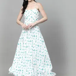 aayu Floral Printed Shoulder Straps Maxi Fit & Flare Dress-image-29