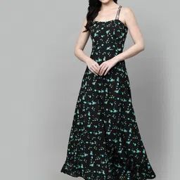 aayu Floral Printed Shoulder Straps Maxi Fit & Flare Dress-image-31