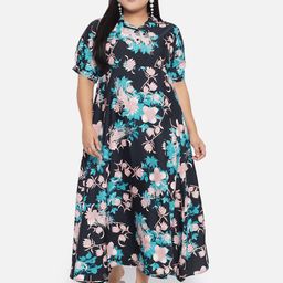 Indietoga Women Plus Size Floral Print Fit And Flare Maxi Dress-picture-27