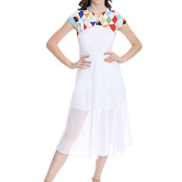 DODO & MOA White Crepe Midi Dress-image-92