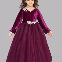 Pink Chick Girls V-Neck Embellished Velvet Maxi Gown-image-25