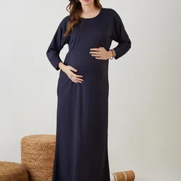 The Kaftan Company Long Sleeves Maternity A-Line Maxi Dress-image-1