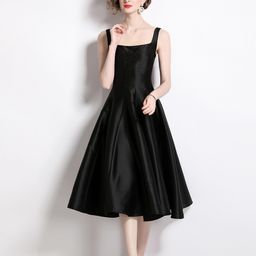 JC Collection Black Fit & Flare Midi Dress-image-99