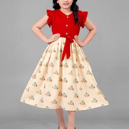 FASHION DREAM Floral Print Flutter Sleeve Crepe Fit & Flare Midi Dress-picture-3