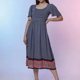 DEBONATELLA Women Ethnic Motifs Print Crepe Fit & Flare Midi Dress-image-11