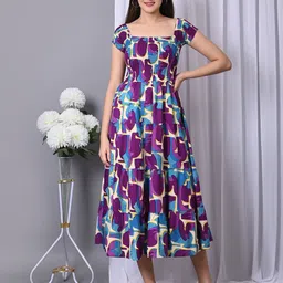 IQRAAR Floral Print Fit & Flare Midi Dress-picture-11