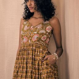 Pink Paprika by SASSAFRAS Floral Print Cotton Fit & Flare Midi Dress-image-32