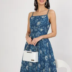 Divena Floral Printed Cotton Fit & Flare Midi Dress-image-85