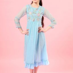 pspeaches Long Sleeves Round Neck Cotton & Flare Midi Dress-picture-55