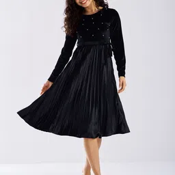 AASK Velvet Fit & Flare Midi Dress-image-47