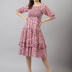 TOOCHKI Floral Print Ruffled Tiered Fit & Flare Midi Dress-picture-25