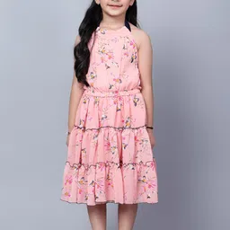 BAESD Girls Floral Printed Georgette Fit & Flare Midi Dress-image-30