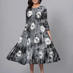 SARAI CREATIONS Cotton Round Neck Tie & Dye Fit & Flare Midi Dress-image-73