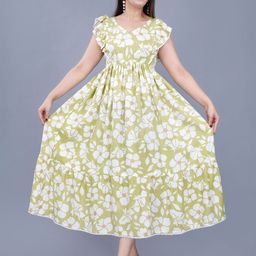 Mintmarie Floral Print Flutter Sleeve Fit & Flare Midi Dress-image-80