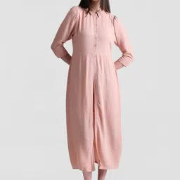 ONLY Self Design Puff Sleeve Fit & Flare Midi Dress-image-9