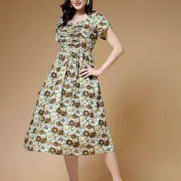 Indibelle Floral Printed Fit & Flare Midi Dress-picture-16