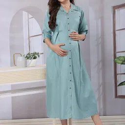 EASY MOM Women Maternity Fit & Flare Dress-picture-52