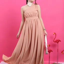 KETCH One Shoulder Gathered Or Pleated Maxi Dress-image-38