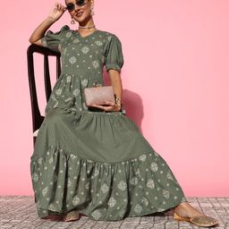 KALINI Floral Printed Cotton Maxi Dress-image-27