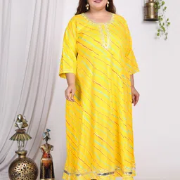 KALINI Plus Size Striped Round Neck Maxi Ethnic Dress-picture-19