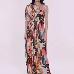 POPPI Women Rose Printed One Shoulder Dress-picture-43