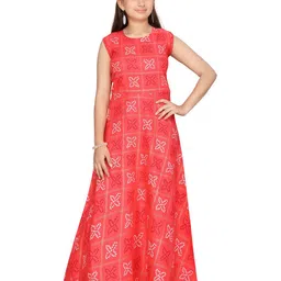 BAESD Girls Bandhani Printed Cotton A-Line Dress-picture-26