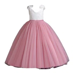 StyleCast Girls Pink Self Design V-Neck Gathered Detailed Maxi Dress-image-28